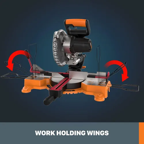 Vista 5 de WORX Sierra ingletadora compuesta deslizante inalámbrica de 20 V
