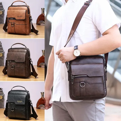 Vista 3 de Bolsa de mensajero para hombre, de piel sintética, bolsa de hombro, bolsa de viaje, bolso de hombre, bolso casual, bolsa de mano con personalidad