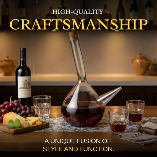 Vista 5 de Decantador de vidrio Porron español de 34 onzas, jarra de vino 100% sin plomo para vino tinto, jarra de vino soplado a mano, jarra de vino – regalo