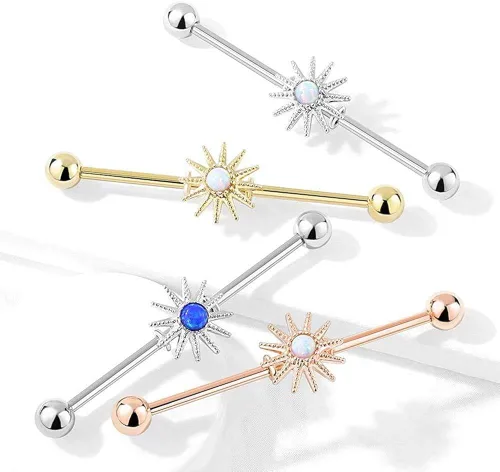 Vista 6 de Covet Jewelry Opal Center Sunburst 316L - Piercing industrial de acero quirúrgico