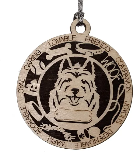 Vista 20 de Adorno de Navidad personalizado para perro Cavalier King Charles Spaniel, redondo de 3 pulgadas, madera cortada con láser de 2 capas, nombre y texto