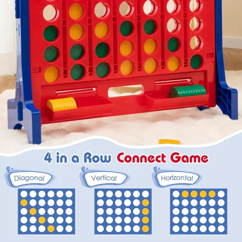 Vista 3 de KOTEK 1.6 FT Tall Giant 4-in-A-Row, Jumbo 4-to-Score Game with Carrying Bag & 42 Coins, Quick Release Slider, Indoor Outdoor Family Board Game for