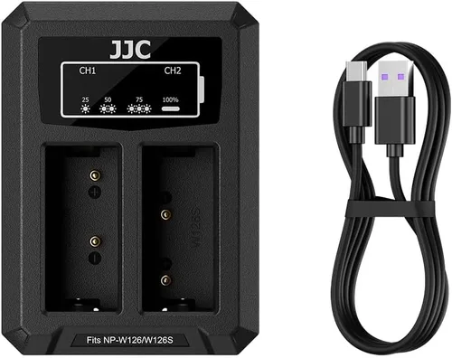 Vista 9 de JJC BLX-1 Cargador de batería USB de doble ranura para cámaras Olympus OM-1 Mark II OM1 OM-3 OM3, cable de carga USB a USBC, con protección contra