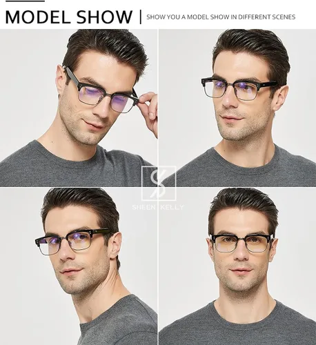 Vista 6 de Nuevo Beckham Gafas Vintage Miopía Óptica Semi-Rimless Tony Stark Lente Transparente Gafas