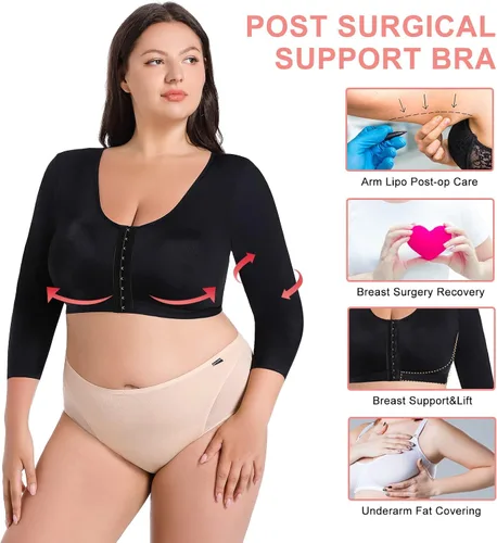 Vista 2 de Tallas grandes para mujer, moldeador de brazos, mangas de compresión más delgadas, soporte para ropa, corrector postquirúrgico