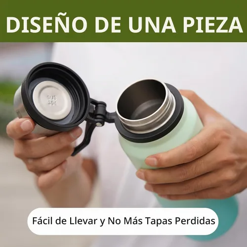 Vista 4 de BJPKPK Botella de agua aislada de 24 onzas con asa, sin BPA, botella térmica de viaje de acero inoxidable reutilizable, botella de agua grande Negro