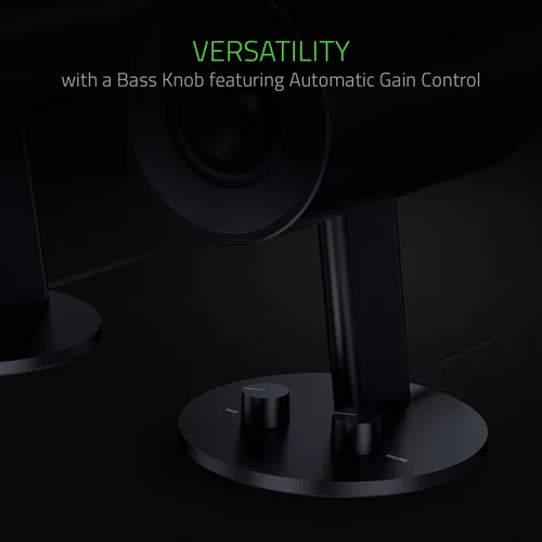 Vista 5 de Razer Nommo: Custom Woven Fiberglass 3" Drivers - Rear-Facing Bass Ports - Bass Knob w/Automatic Gain Control - Full Range 2.0 PC Gaming Speakers