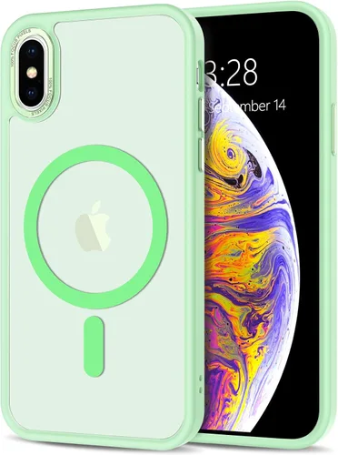 Vista 108 de Anuck - Funda magnética para iPhone 11 compatible con MagSafe, carcasa trasera mate translúcida dura, borde de TPU, delgada, resistente a impactos