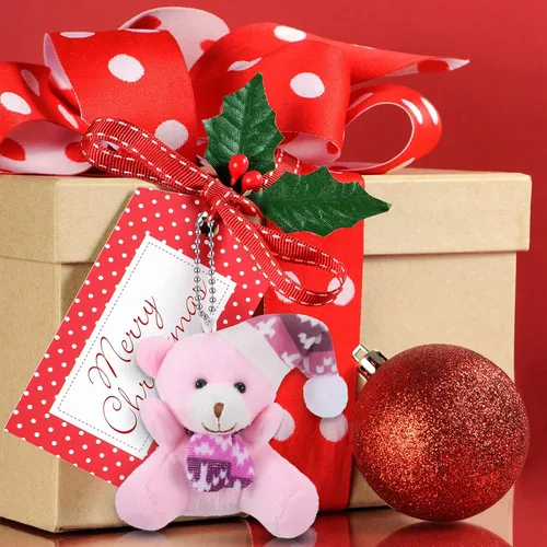 Vista 5 de 12 piezas de mini oso de Navidad de 3.15 pulgadas, oso de peluche suave, juguete de animal de peluche, adorno lindo para árbol de Navidad, llavero