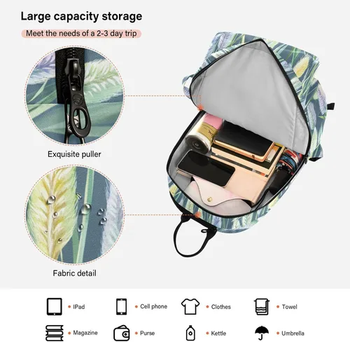 Vista 6 de Bolsa de tenis y bádminton resistente al agua flores verdes 3 raquetas bádminton bolsa para mujeres, hombres, adolescentes raquetas de tenis