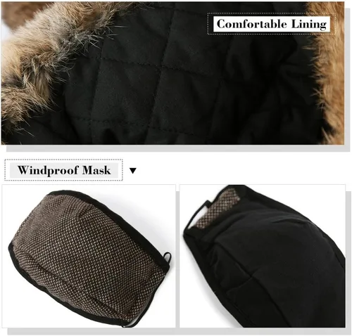 Vista 7 de Comhats Gran XL Trapper Trooper Caza Cálido Oído Solapa Rusia Ushanka Invierno Esquí Clima Frío Bombardero Sombreros para Hombres