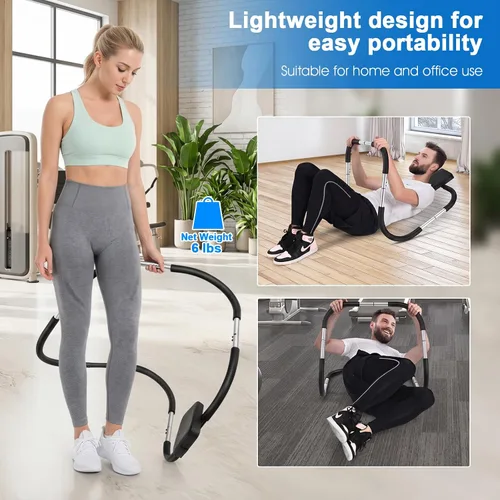 Vista 8 de Goplus AB Fitness Crunch, máquina abdominal portátil, ejercitador de entrenamiento para fuerza central, entrenamiento muscular, entrenador AB
