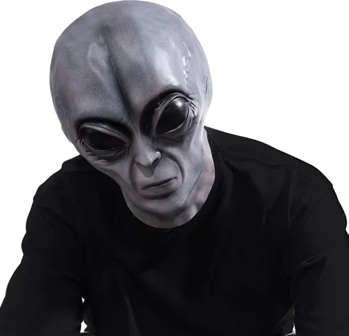 Vista 3 de Vmonke Máscaras faciales realistas de alienígenas para encuentros extraterrestres, máscaras de broma divertidas para Halloween y cosplay