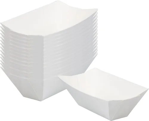 Vista 29 de Restaurantware Bio Tek - Botes de comida de 2 onzas, 50 bandejas de papel desechables para alimentos, de papel negro, resistentes a la grasa