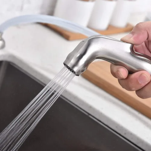 Vista 3 de SHACO SC-KF201 - Grifo de cocina con rociador lateral, grifo de 2 manijas para fregaderos de cocina, 3 agujeros o 4 agujeros, grifo de cocina