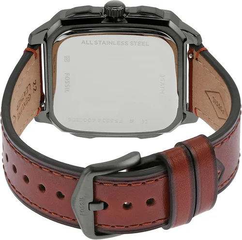 Vista 3 de Fossil Reloj cuadrado de acero inoxidable con inscripción de cuarzo para hombre