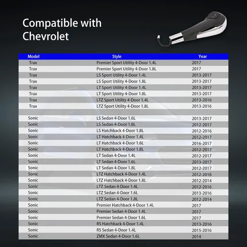 Vista 2 de Pomo de la palanca de cambios de transmisión automática, palanca de cambios con botón compatible con Chevrolet Trax 2013-2017 y Sonic 2012-2017