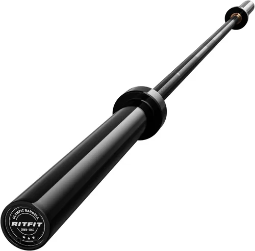 Vista 22 de RitFit Elite - Barra olímpica de 7 pies, robusta barra de 45 libras para levantamiento de pesas y levantamiento de potencia, barra olímpica superior