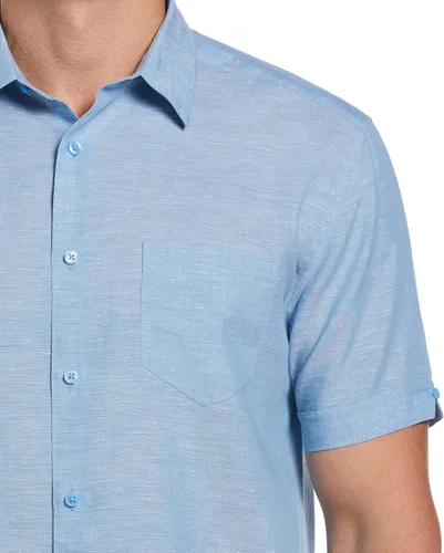 Vista 4 de Cubavera Camisa abotonada de manga corta con un bolsillo de mezcla de lino para hombre Travel Select