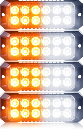 Vista 8 de 2PCS 12 LED ámbar luces estroboscópicas camiones luces intermitentes de emergencia