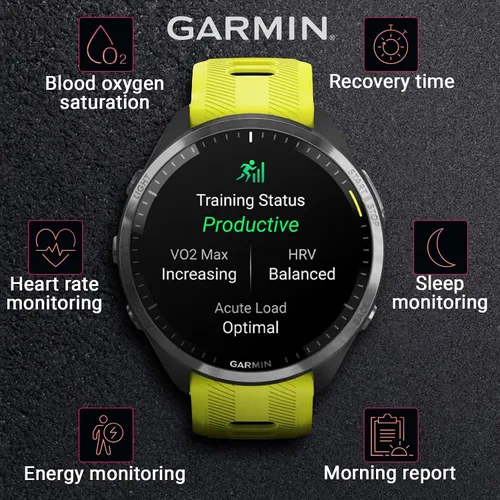 Vista 5 de Garmin Forerunner 965 Premium Reloj inteligente para correr y triatlón de 47 mm con pantalla táctil AMOLED, bisel de titanio DLC gris carbón