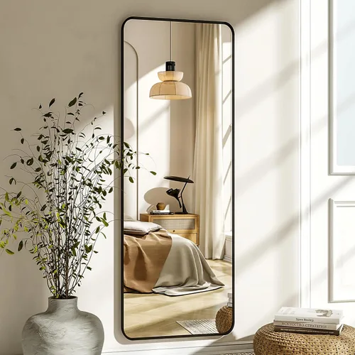 Vista 2 de XRAMFY Espejo rectangular de cuerpo completo de 56 x 21 pulgadas, con soporte para colgar en la pared, para dormitorio, sala de estar, dormitorio
