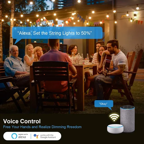 Vista 3 de New One Enchufe de atenuación inteligente para exteriores, IP65, impermeable, WiFi, regulable, inteligente, compatible con Google Assistant, Alexa