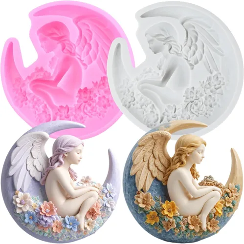 Vista 15 de Angel Baby - Moldes de silicona para decoración de pasteles, decoración de cupcakes, pasta de chicle de chocolate, juego de 4