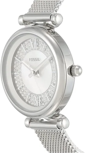 Vista 4 de Fossil Carlie Mini - Reloj casual de cuarzo de acero inoxidable y piel para mujer