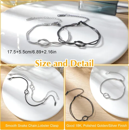 Vista 4 de Tyqour Pulseras a juego para parejas, regalos de cumpleaños para novio, novia, él, ella, a juego, pulseras de pareja para novio y novia, pulsera
