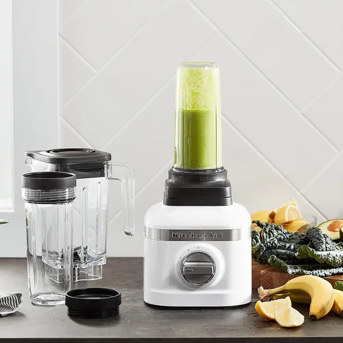 Vista 3 de KitchenAid K150 Batidora de trituración de hielo de 3 velocidades con 2 tarros de licuadora personal - KSB1332Y - Blanco