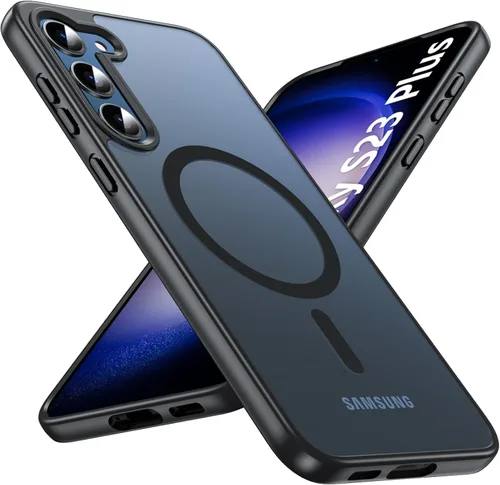 Vista 9 de OWKEY Funda magnética para Samsung Galaxy S23 de 6.1 pulgadas, para Magsafe con protector de pantalla, protección de grado militar, a prueba