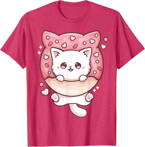 Vista 24 de Camiseta Kawaii Cat Donut Anime Lover Otaku, Negro