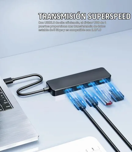 Vista 4 de PANPEO Hub USB 3.0 de 4 puertos 5Gbps para PC portátil Xbox