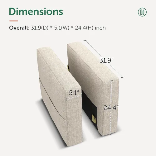Vista 2 de HONBAY - Reposabrazos modulares para sofá cama modular, par de reposabrazos para sofá cama modular, color beige