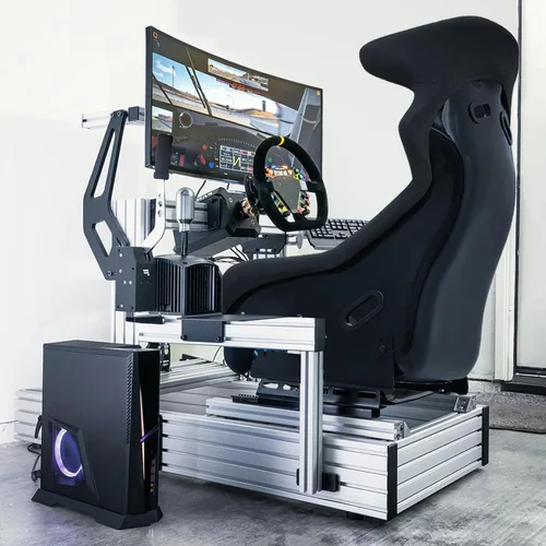 Vista 3 de Magshion Asiento de carreras con deslizador para cabina de simulador de rueda de carreras, asiento universal de conducción simulador de carreras