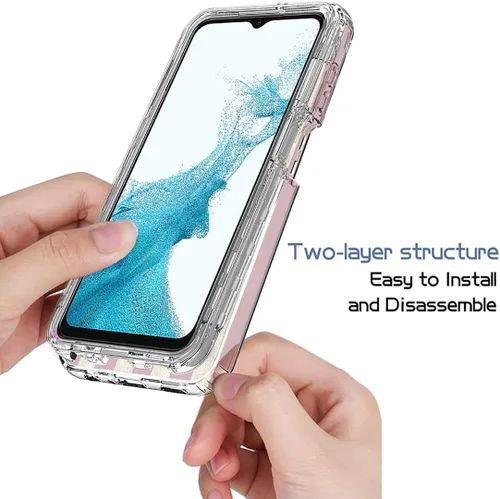Vista 4 de Funda para Samsung Galaxy A23 SM-A235M con protector de pantalla de vidrio templado, cuerpo completo, diseño floral, a prueba de golpes, funda