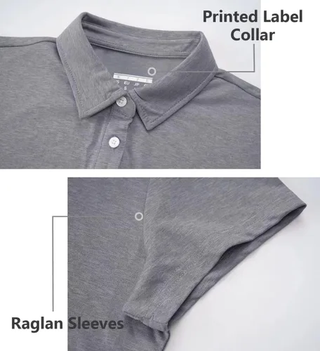 Vista 6 de BIYLACLESEN Polo para mujer, de manga corta, 4 botones, de secado rápido