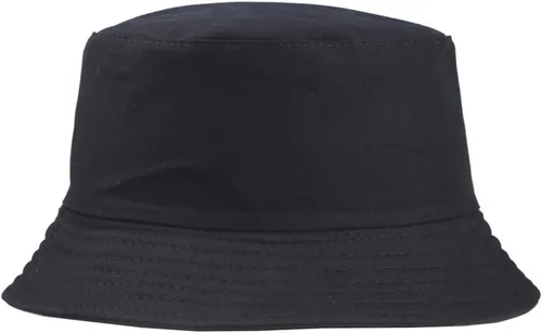 Vista 4 de Cubo unisex de algodón sólido para el sol, gorra plegable plegable para playa y viajes Beige/blanco