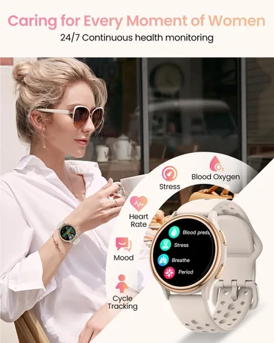 Vista 3 de Smart Watches for Women Gifts (Answer/Make Calls) for Android Phones iPhone Compatible, 2024 Christmas Birthday Gifts for Women Men 7/24 Fitness