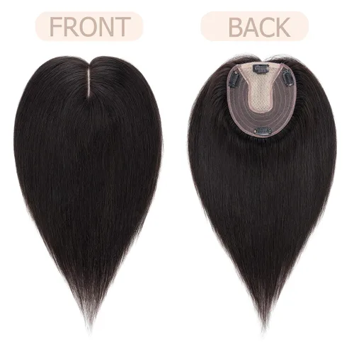 Vista 5 de SEGO SEGOHAIR - Toppers de cabello humano real para mujer, sin flequillo, más grande de 5.1 x 5.9 in, base de seda, densidad del 150 %, extensiones