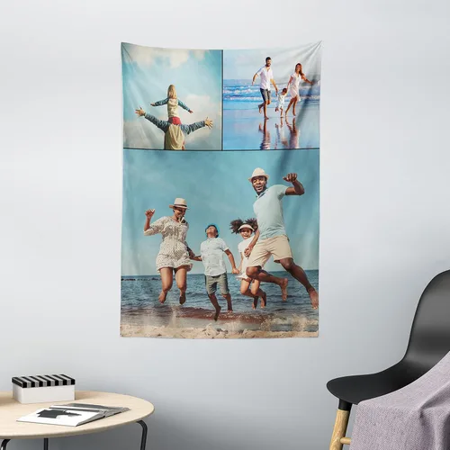 Vista 2 de Ambesonne Tapiz personalizado con fotos, ultra suave satén para colgar en la pared para dormitorio, sala de estar, dormitorio, decoración para todas
