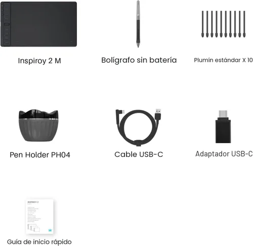 Vista 8 de HUION Inspiroy 2 Tableta de dibujo mediana con rueda de desplazamiento, 9 x Negro
