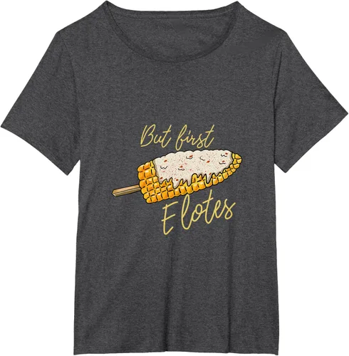 Vista 18 de But First Elotes Corn on the Cob - Camiseta divertida para amantes de la comida mexicana, Negro, S
