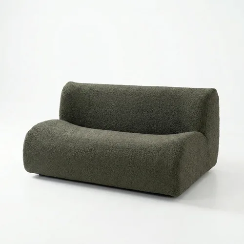 Vista 8 de Sofá individual modular curvado, sofá sherpa de espuma de 33 pulgadas, cómodos sofás de peluche para espacios pequeños, sofás modulares modernos