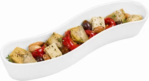 Vista 6 de Restaurantware - Plato de oliva de porcelana curvada, 6 onzas, color blanco