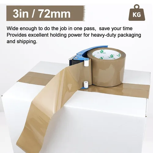 Vista 2 de BOMEI PACK Cinta de embalaje marrón de 3 pulgadas de ancho, repuestos de cinta de embalaje marrón resistente para cajas de mudanza, envío