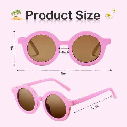 Vista 2 de HCDHAKN Gafas de sol para niños y niñas, recuerdos de fiesta, a granel, redondas, para niños de 2 a 10 años, gafas de sol coloridas para exteriores
