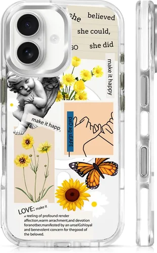 Vista 19 de Funda para iPhone 13 Pro, transparente con bonito patrón de tiburón azul, compatible con Magsafe funda protectora suave para mujeres y niñas (blanco)