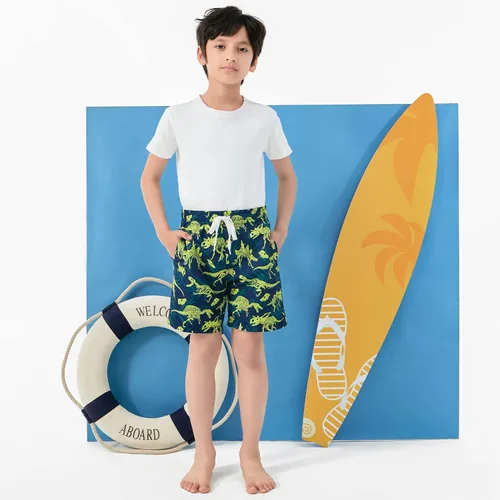 Vista 3 de Funnycokid Traje de baño para niños, con forro de compresión, traje de baño de secado rápido, pantalones cortos de playa para niños de 4 a 12 años